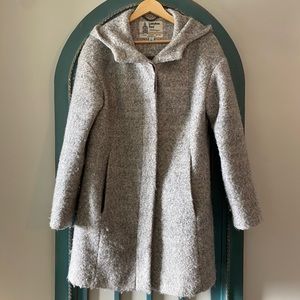 Grey bouclé wool blend coat
